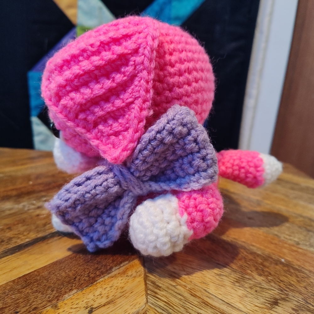 Pink and Cream Crochet Dog Plush - Picture 2 of 4